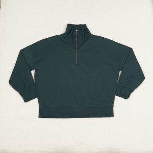 Athleta Sweatshirt Womens Medium Teal Green Cozy Karma 1/4 Zip Fleece Athletic
